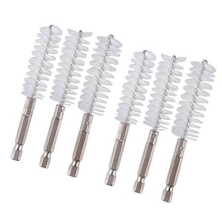 

6 Pieces Stainless Steel Bore Brush in Different Sizes Twisted Wire Stainless Steel Cleaning Brush with Handle for Power Drill Nylon