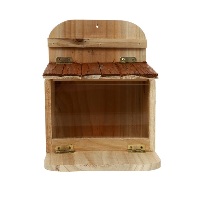 EeaseMX Comedero para ardillas, mesa de picnic de madera, soporte para almacenar alimentos, comedero para mascotas en el patio trasero