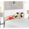 thumbnail image 2 of Coastal Headboard, and Shells Starfishes at Sandy Beach Coast Seaside Transport, Upholstered Decorative Metal Bed Headboard with Memory Foam, Twin Size, Navy Blue Eggshell Red, by Ambesonne, 2 of 4