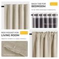 thumbnail image 6 of 100% Blackout Faux Linen Curtains for Livingroom Bedroom W50 X L108,2 Panels Set Thermal Insulated Curtains With Free 20 Ring Clips - Oatmaeal, 6 of 9