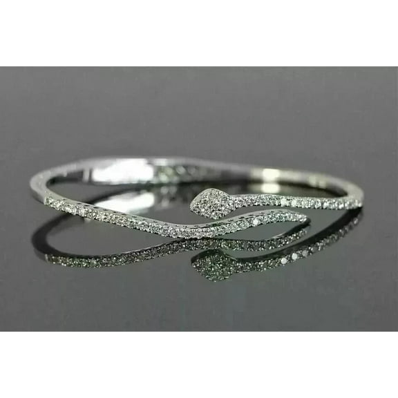 3Ct Round Cut Lab Created Diamond Women's Bangle Bracelet 14K White Gold Plated