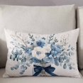 thumbnail image 3 of Blue Spring Floral Throw Pillow Cover 12 x 20 Inch Decorative Pillow Cover Watercolor Summer Flowers Vintage Lumbar Pillowcase Seasonal Rectangle Cushion Case for Couch Sofa Bed Living Room, 3 of 7