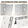 thumbnail image 4 of Qkenvo 4'' Door Hinges 304 Stainless Steel 4 X 4 Inch Square Corner Door Hinges Ball Bearing Door Hinges Heavy Duty for Exterior Interior Doors with Non-Removable Pin 3 Pack, 4 of 5