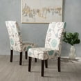 thumbnail image 3 of Contemporary Dining Chairs Set of 2, White & Blue Fabric Upholstery, Rubberwood Legs for Dining Room, Kitchen, 3 of 9