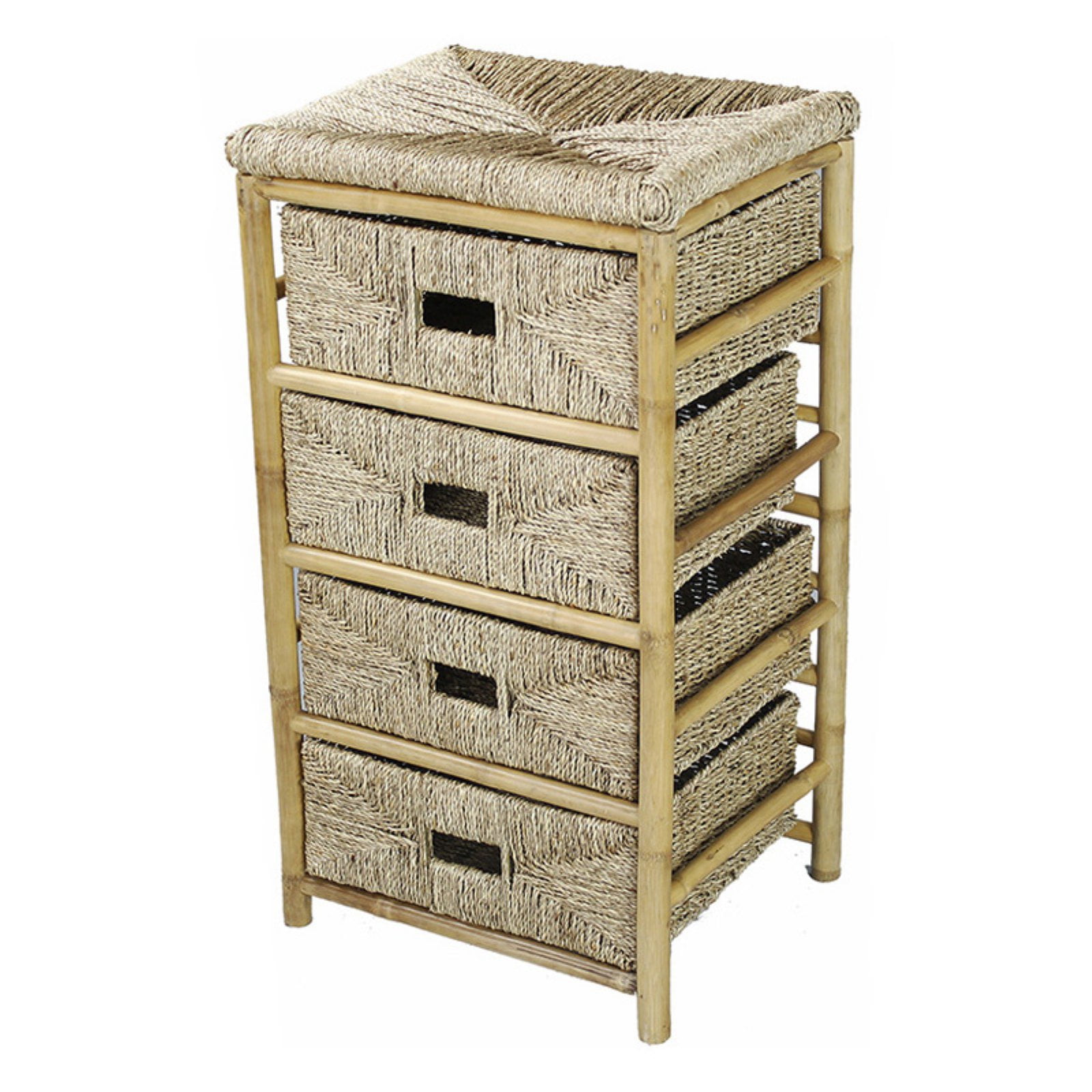 Heather Ann Creations Kaleo 4 Drawer Bamboo And Seagr Open Frame Heather Ann Creations Kaleo 4 Drawer Bamboo And Seagr Open Frame Storage Cabinet