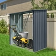 thumbnail image 3 of Garden Sheds Outdoor Steel Firewood Rack,Open Wood Shed with Sloped Roof for Firewood,Pellet,or Lumber Storage,Black,Outdoor Sheds, 3 of 9