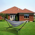 thumbnail image 2 of Hammock with Stand, Brazilian Style Hammock Bed with 8.6ft Heavy Duty Steel Stand and Carrying Bag, Portable Double Hammock for Patio Balcony Deck Indoor Outdoor, Max Load 330lbs, Easy Set Up, K2207, 2 of 10