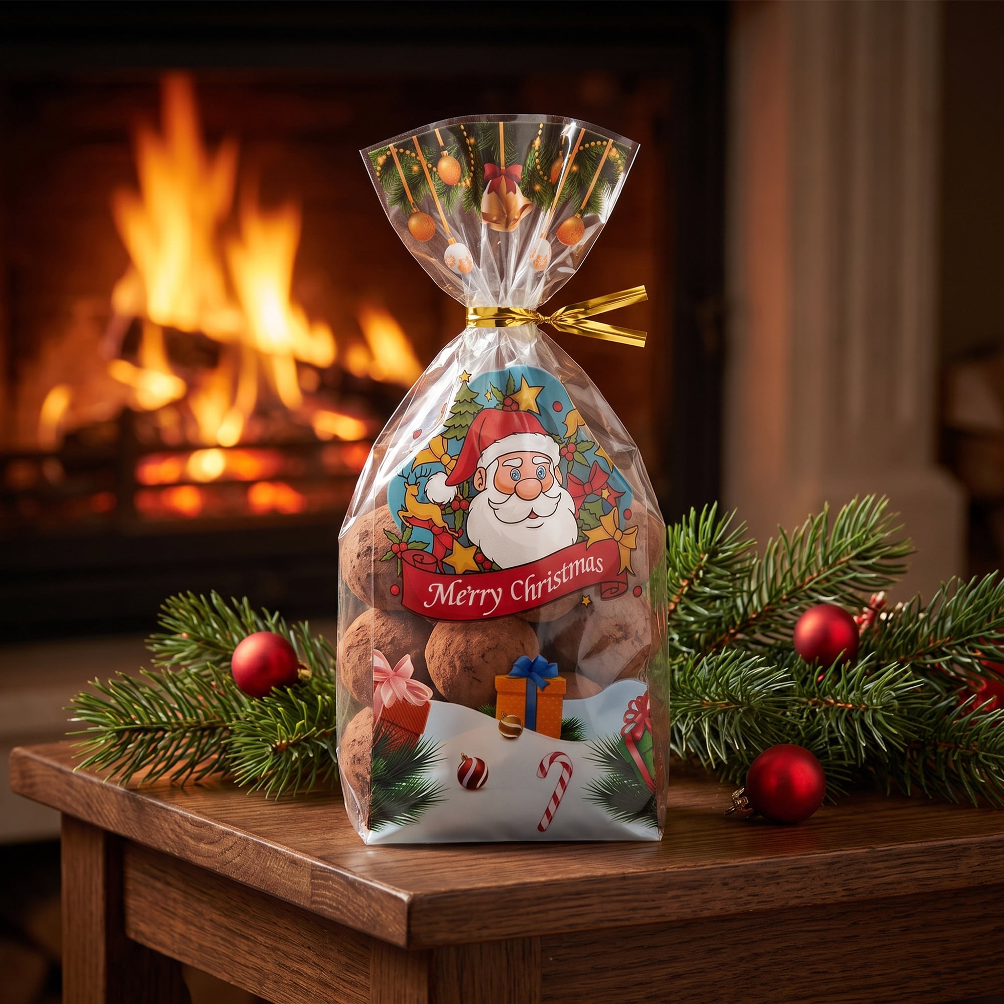 Unique Bargains 50Pcs Present Gift Bags for Cookies and Treats Clear 4.9" x 10.8"