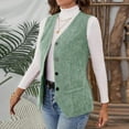 thumbnail image 6 of WMTBSRSW Corduroy Blazer Vest for Women Fashion V Neck Sleeveless Coat Lightweight Button Down Cardigan Jackets Fall Outwear Mint Green Medium, 6 of 8