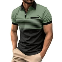 Sopiago Mens Golf Shirts Short Sleeve Knit Polo Shirts Collared Slim Fit T Shirts Green,L