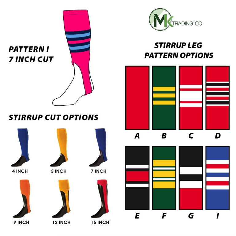 Chaussettes De Baseball TCK - Modèle E, Taille L (19 Inch) - Noires, Old Gold, Vert Foncé - Neuves