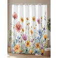 thumbnail image 4 of Summer Floral Shower Curtain, Watercolor Wildflower Rustic Bathroom Decor Curtains Set with Hooks, Pink Red Yellow Waterproof Fabric Home Accessories， 72 X 78 Inch Long, 4 of 6