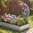 thumbnail image 6 of Atilioo 8x4x1ft Raised Garden Bed, Outdoor Metal Planter Box for Vegetables, Flowers, Herbs, Galvanized Non Toxic Materials, Silver, 6 of 7