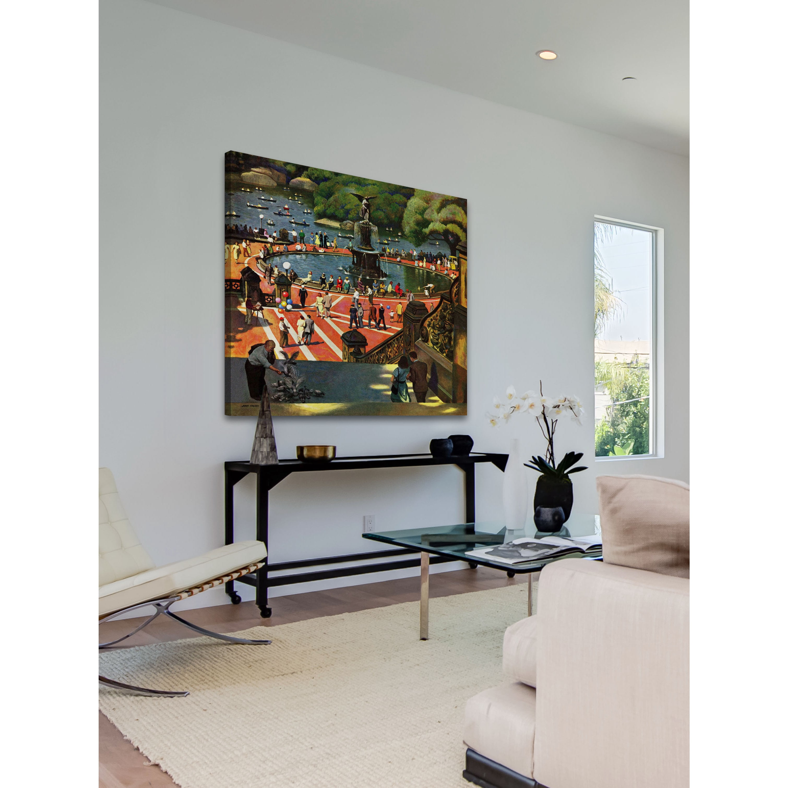 Marmont Hill Inc Marmont Hill - Boating in Central Park by John Falter Painting Print on Canvas