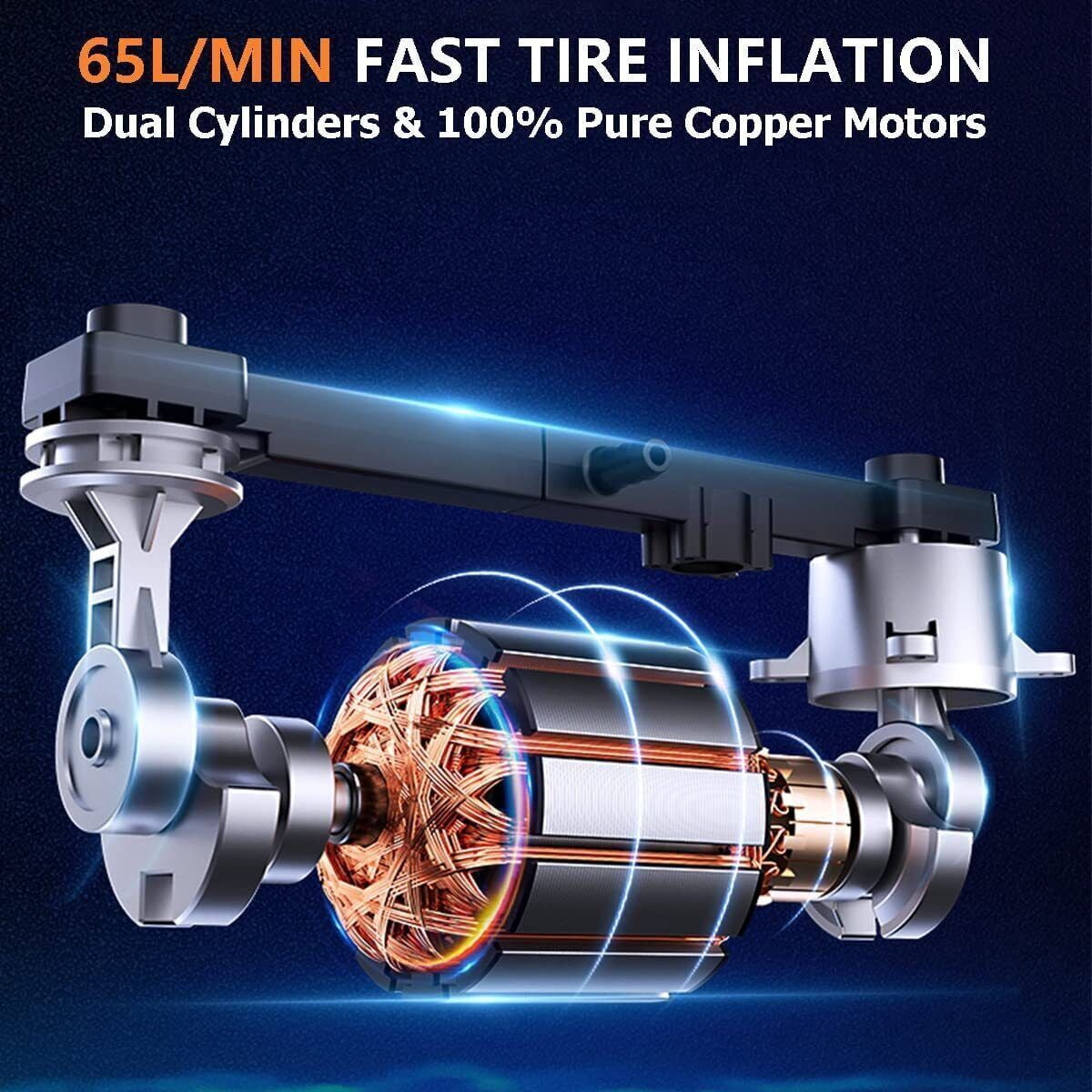 Baokaler Tire Inflator Portable Air Compressor for Tires, Heavy Duty Tire Air Pump with Led Night Light for Car Suvs Motorcycle Bicycle, 150 PSI