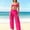 A329 Hot Pink, variant on 3 Piece Swimsuit for Women Bikini Set with Sheer Ruffle Mesh Cover Up Pants Halter Bandeau Top High Waisted Bathing Suit