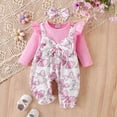 thumbnail image 2 of Newborn Baby Girl Clothes Fall Winter Ruffle Long Sleeve Romper Corduroy Jumpsuit Cute One Piece Outfit With Hairband 0-18 Months Kaprioy Baby Girl Clothes, 2 of 9