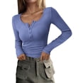 thumbnail image 1 of Camiseta PRETTYGARDEN Henley de manga larga ajustada para otoño 2025 - Talla L, 1 of 9