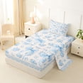 thumbnail image 2 of Erosebridal Teens Romantic Roses Bowtie Twin Sheet Sets 3pcs,Girls Blue Floral Bow Knot Bedding,Luxury Bedroom Decor, 2 of 5