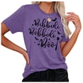 thumbnail image 4 of Graphic Tees for Women T-Shirts Bibbidi Bobbidi Shirt Women Cute Halloween T Shirt Funny Letter Print Tees Casual Tee Tops Purple L, 4 of 4