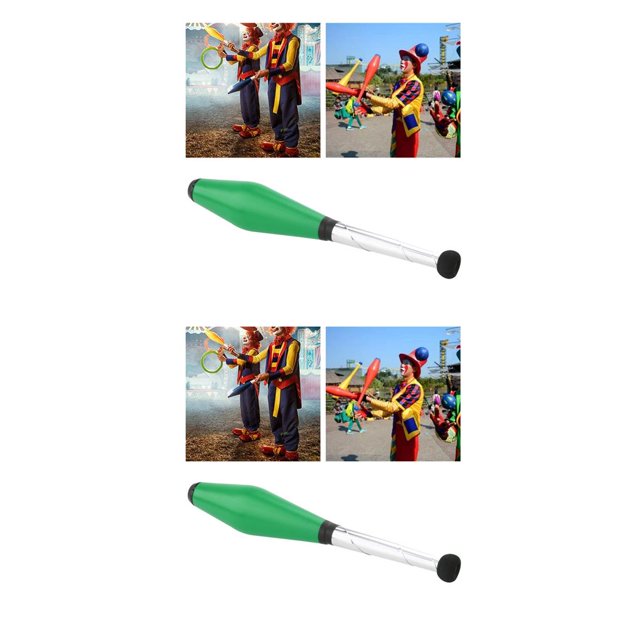 Eigraketly Juggling Clubs Sticks Pins Comedy Playing Beginner Clown Toy Verde 2Conjunto