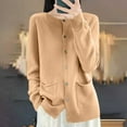 thumbnail image 2 of Ltctricy Cardigan Sweaters for Women Soft Long Sleeve Crewneck Button down Knit Cardigans Casual Outwear Coats with Pockets(Gold,Medium), 2 of 5