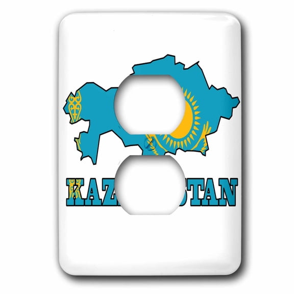 3dRose, The flag of Kazakhstan in the outline map of the country and name, Kazakhstan, 2 plug outlet cover