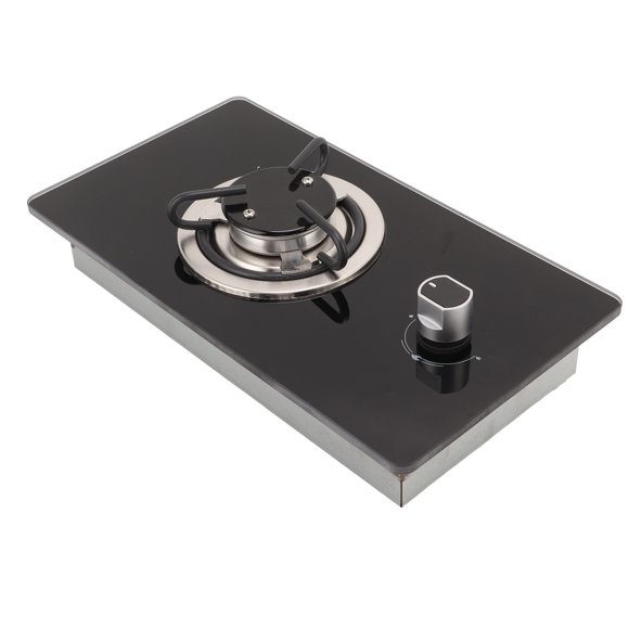 Single  Gas Stove, Easy To Clean RV Gas Cooktop Stepless Adjustable Fire Tempered Glass with 1.7m Pipe for   for Outdoors Party