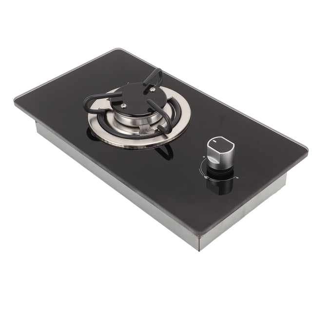 Single Gas Stove, Easy To Clean RV Gas Cooktop Stepless Adjustable Fire Tempered Glass with 1.7m Pipe for for Outdoors Party