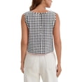 thumbnail image 3 of INSPIRE CHIC Womens Summer Cropped Tank Tops Gingham Top Button Back Casual Sleeveless Blouses Shirts S Black, 3 of 5