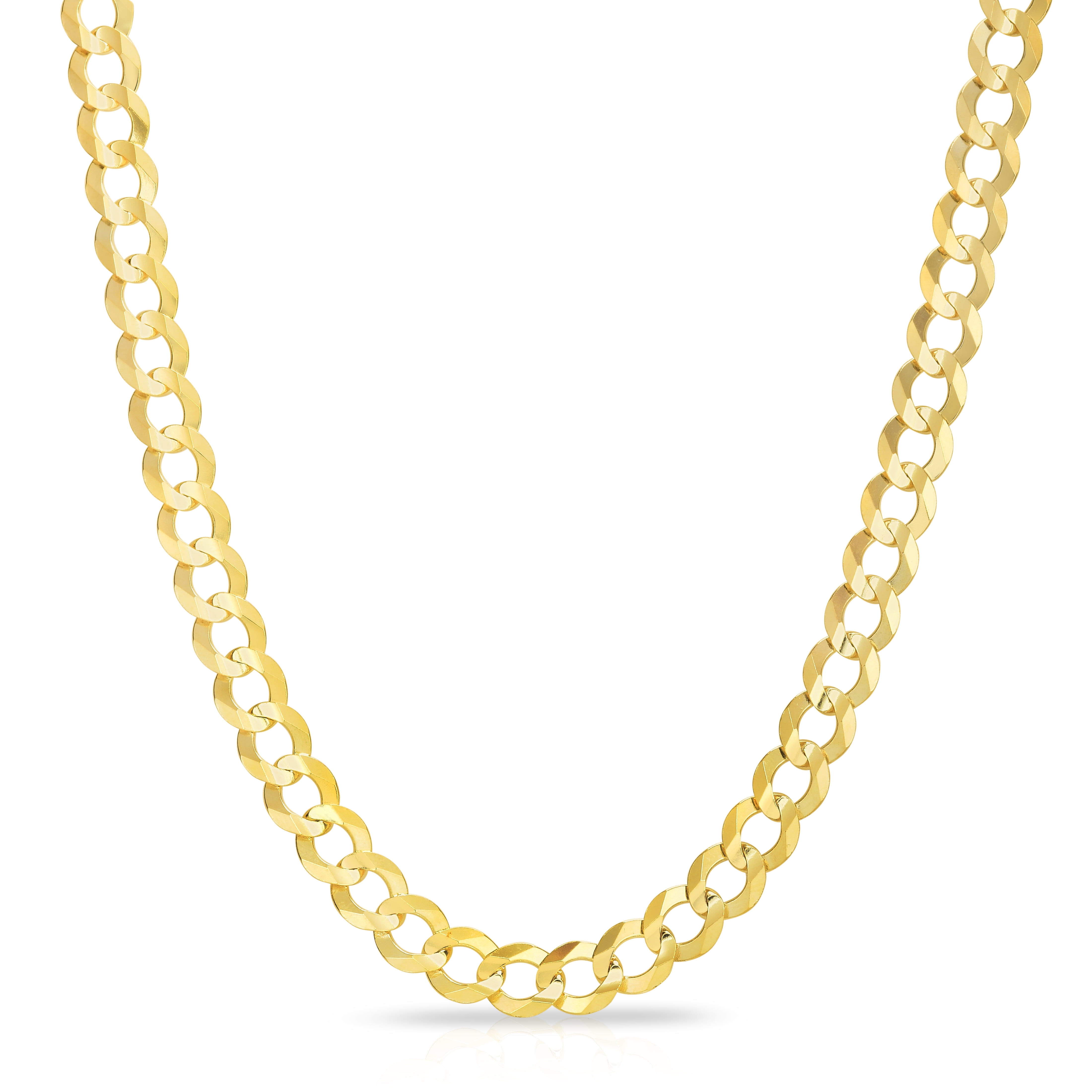 14k Yellow Gold 2.3mm Hollow Cuban Chain Link Necklace Necklace with Lobster Claw Clasp American Set Co