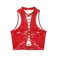 thumbnail image 5 of Sxiwei Women's Shiny Leather Front Lace Up Crop Top Gothic Music Festival Vest Top Red 4XL, 5 of 6