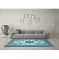 thumbnail image 3 of Ahgly Company Indoor Rectangle Medallion Light Blue Traditional Area Rugs, 2' x 5', 3 of 4