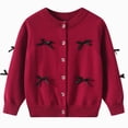 thumbnail image 2 of UAYOTSE Girls 2 3 4 5 6T Cardigan Sweater Long Sleeve School Uniforms Toddler Kids Knit Embroidery Button Jacket,Sizes 3-4 Years, 2 of 5