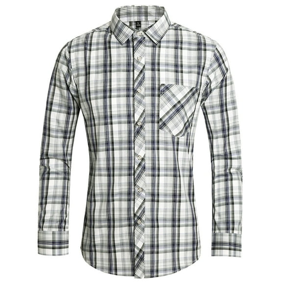 Gubotare Mens Dress Shirts Long Sleeve Men's Regular-Fit Long-Sleeve Two-Pocket Flannel Shirt,Gray 6XL