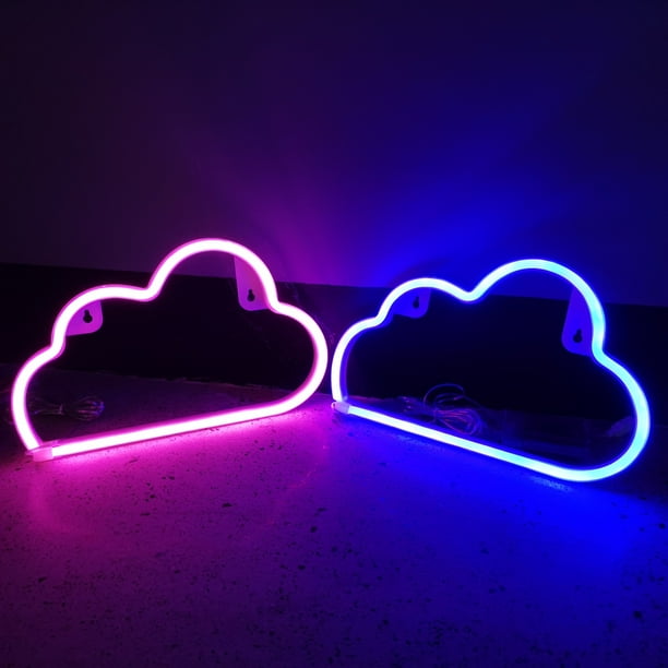 Letreros de neón de nube, luz de neón de nube LED para decoración de pared, letrero de nube LED azul con batería o USB, letreros de neón de luces de nube para dormitorio, habitación de niña,