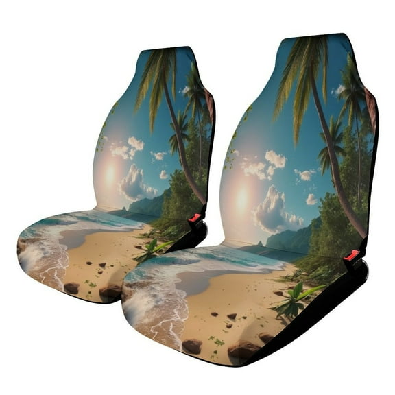 Tropical Beach Sunset Set of 2 Car Seat Covers Seat for Carseats Front Seat Auto Car Interior Accessories Universal 2 Piece
