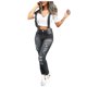 thumbnail image 1 of Gibobby Mono Bombachos Mamelucos con pechera rasgada de mezclilla lavada Monos de mezclilla Monos de mezclilla para mujer Pantalones casuales para mujer(Gris， XXL), 1 of 5