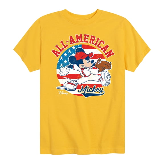 Disney - Americana - Mickey Americana Baseball - Toddler And Youth Short Sleeve Graphic T-Shirt