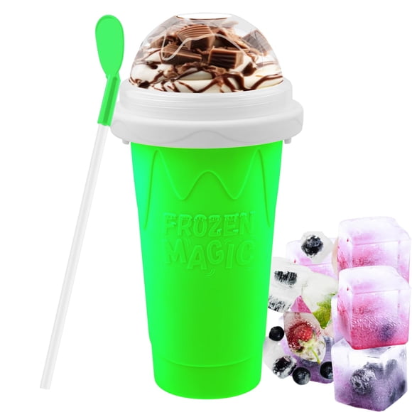 Taza para hacer granizados – DIY Magic Slushy Maker Squeeze Cup, taza portátil para batidos para hacer jugos, leche y helado, taza de silicona de doble capa con pajita para amigos, regalos familiares