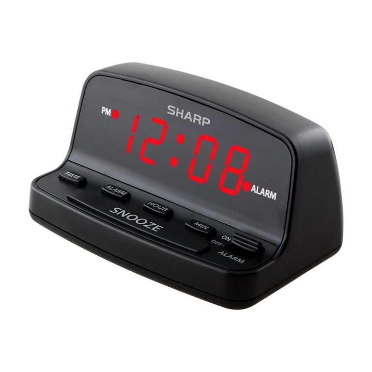 Digital Alarm Clock, Midnight Black, Red LED Display photo 1