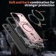 thumbnail image 2 of 360° Rotatable Magnetic Ring for Samsung Galaxy S23 Plus Case, Compatible with MagSafe [Non-Slip Texture Edge] [Built-in Kickstand] [Military Shockproof] Matte Soft TPU Bumper Ultra Slim, Rosegold, 2 of 5