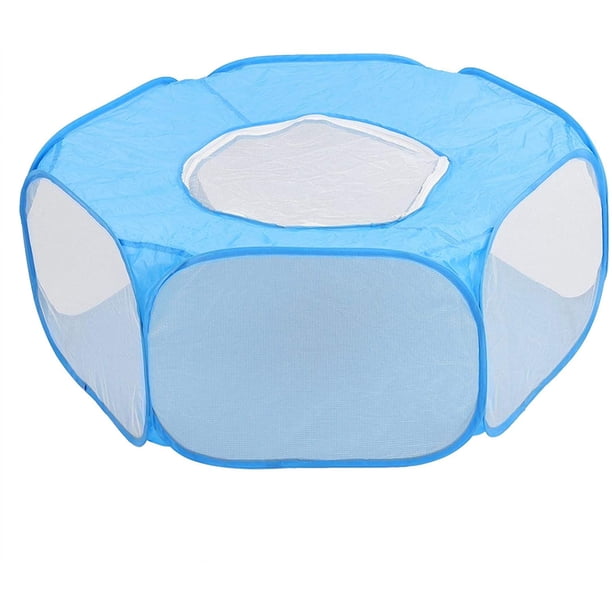 Parque infantil para conejos para animales pequeños, tienda de campaña con jaula para cobayas, con cubierta, bolígrafo portátil para juegos para mascotas, valla de patio para ejercicios en interiores y exteriores para cachorros, gatitos y hámster (azul) brillar Electrónica