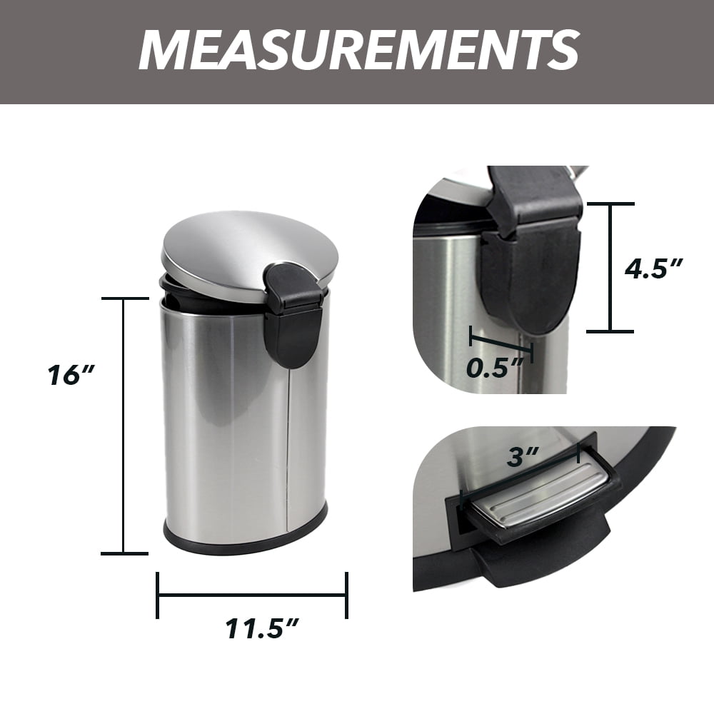 APARTMENTS 3.1 Gallons Stainless Steel Step On Trash Can Sets