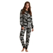 #followme Womens Henley Thermal Onesie Buffalo Plaid and Tie Dye (White Buffalo Plaid, XX-Large)