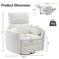 thumbnail image 3 of Merluxy Power Swivel Recliner Chair with USB Charging & 2 Pillows, Glider Rocker for Nursery and Living Room, White Teddy, 3 of 9