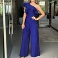 thumbnail image 2 of hotojiny Womens Casual Jumpsuits One-Shoulder Sleeveless Ruffle Elegant Romper Wide Leg Overalls Party Clubwear, 2 of 6