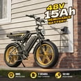 thumbnail image 3 of TST Electric Bike for Adults, 750W Motor 20"x4" Fat Tire E Bicycle, E Mountain Bike, 48V/15Ah Battery SGS, Dual Suspension, 7 Speeds, 3 of 9