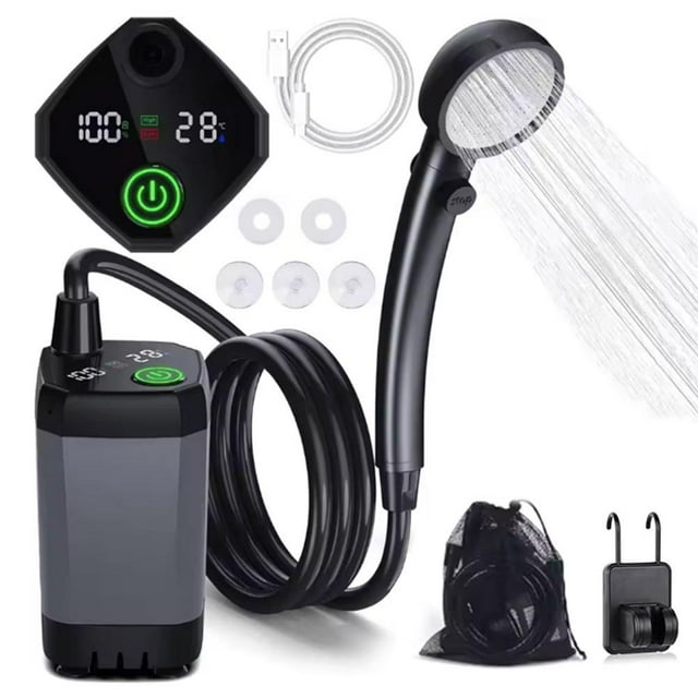 Gray Set (B) Outdoor Shower Bathing Artifact Camping Site Dormitory Home Simple Electric Mobile Shower Set