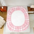 thumbnail image 5 of Feelyou Teens Ribbon Monogrammed Twin Sheet Sets, Pink Initial Letter G Twin Fitted Sheet, Cartoon Cute Plaid Flat Sheet, Ultra Soft Home Decor, 3-Piece, 5 of 7